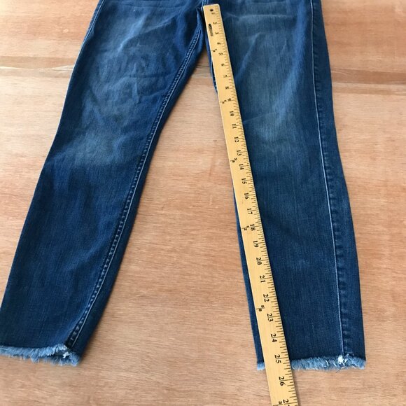 7 for all Mankind Ankle Gwenevere Jeans Women 32 Blue Mid Rise Raw Hem Stretch - Picture 8 of 14